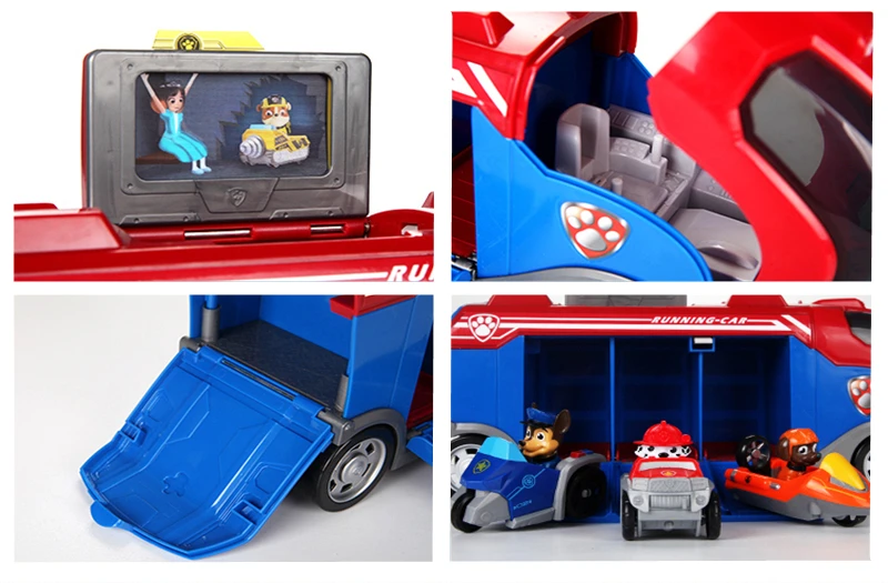 Paw Patrol игрушечный автобус Райдер капитан отправляет три автомобиля наугад CMB музыкальная модель Pow Patrol ПВХ Фигурки игрушки для детей Подарки