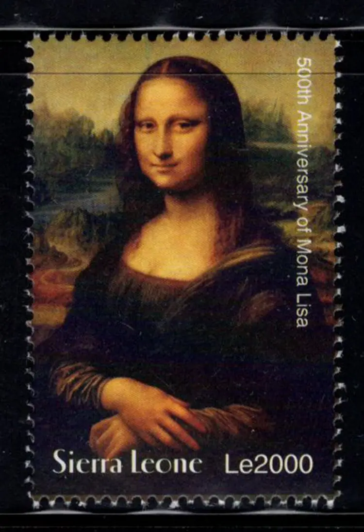 Известные картины из шри Леоны Италии художник да Винчи Мона Лиза штамп новая
