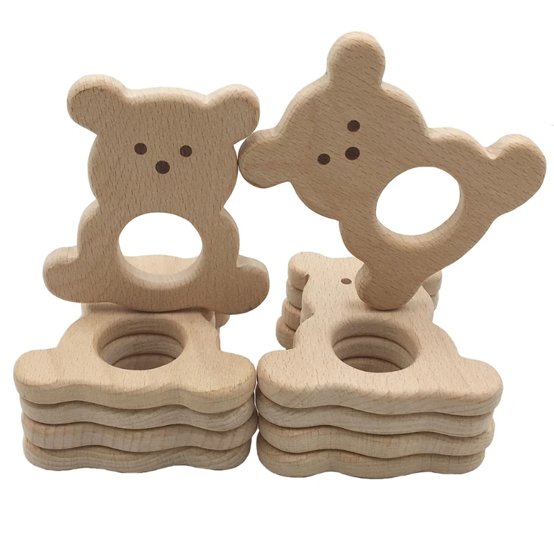 

Handmade Baby Teethers Mom Feeding Natural Beech Wooden Teether Baby Chew Toy