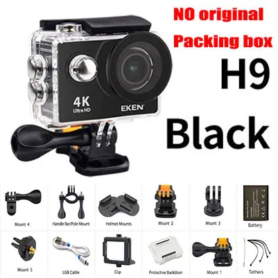 H9 Black Оригинальная Экшн-камера eken H9 H9R Ultra FHD 4K 25fps 1080P 60fps WiFi 2," 170D mini go подводный водонепроницаемый шлем Спортивная камера - Цвет: H9 Black