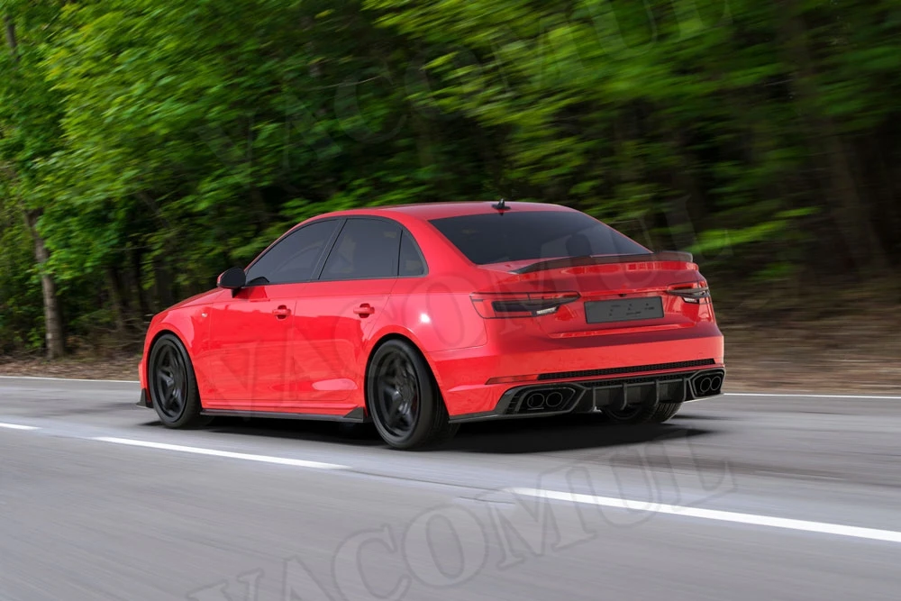 Для Audi A4 S4 B9 сухой комплект кузова из углеродного волокна передняя губа Лопата боковые юбки задний багажник спойлер задний бампер диффузор автомобильный Стайлинг - Цвет: Rear lip
