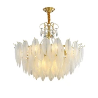 led art deco love of pearl and feather glass lustre chandelier indoor lighting suspension luminaire lampen for foyer