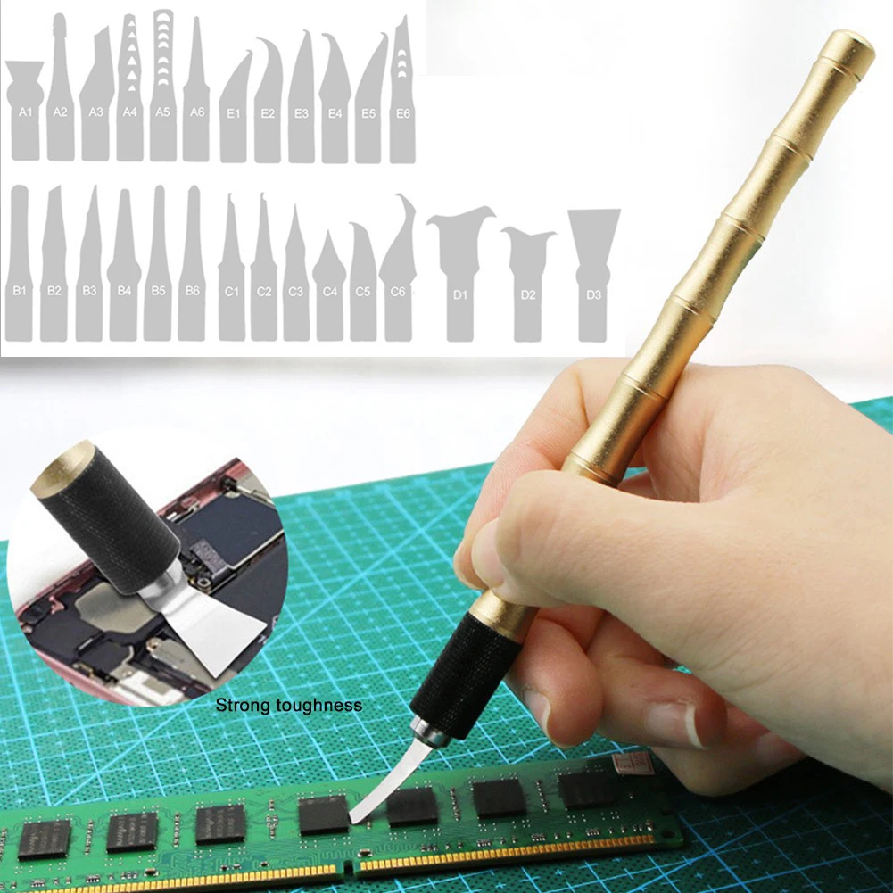 

PHONEFIX 28 in 1 Blade Set Mobile Phone CPU NAND CHIP IC Glue Remove BGA Maintenance Knife thin Blade for iPhone Repair Tool