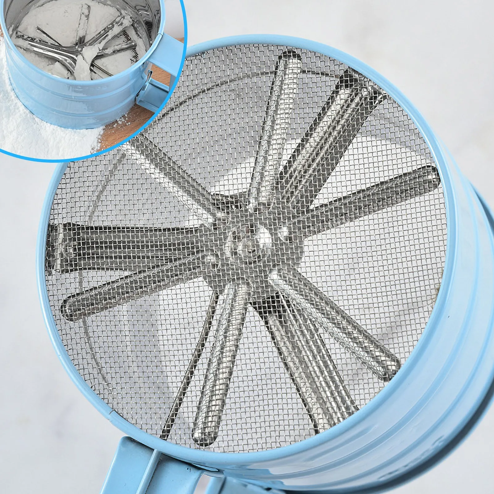 Flour Sifter Baking Semi-automatic Powdered Sugar Sieve with Stainless Steel Screen Tool for Coffee Powder | Дом и сад