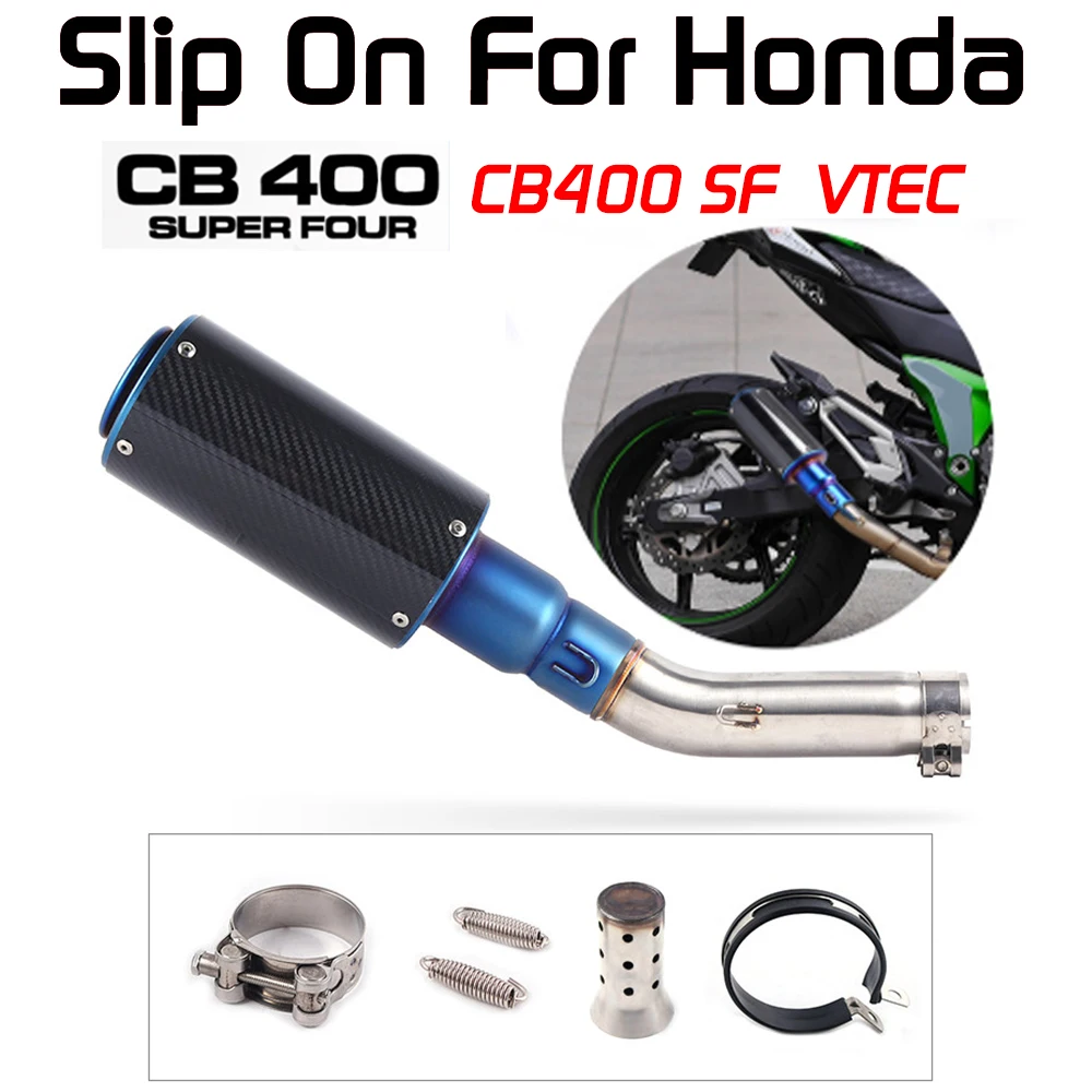 

Slip On For Honda CB400 CB 400 Free Shipping Motorcycle Full System Exhaust Muffler Middle Link Pipe Exhaust