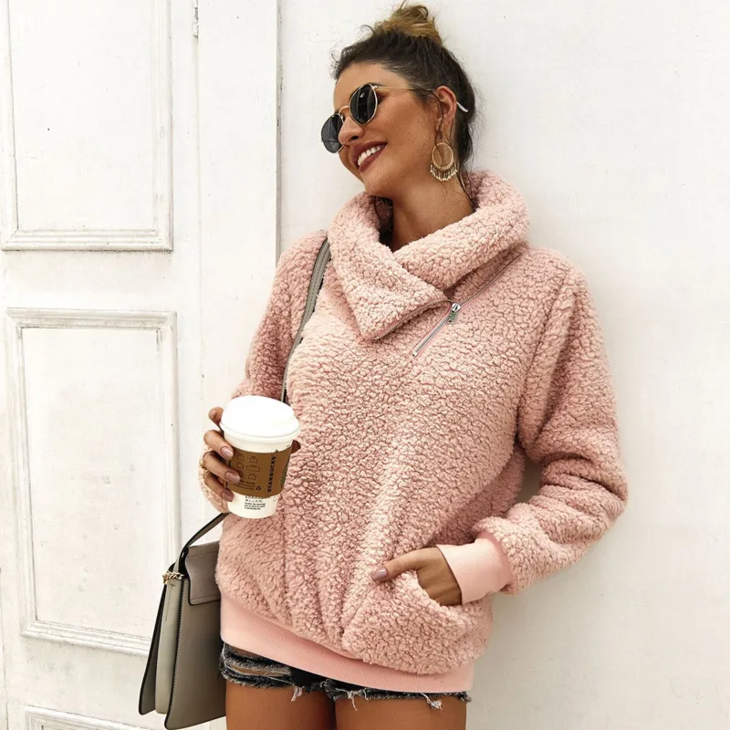 Зимний шарф на молнии толстовки с воротниками из искусственного меха плюшевый