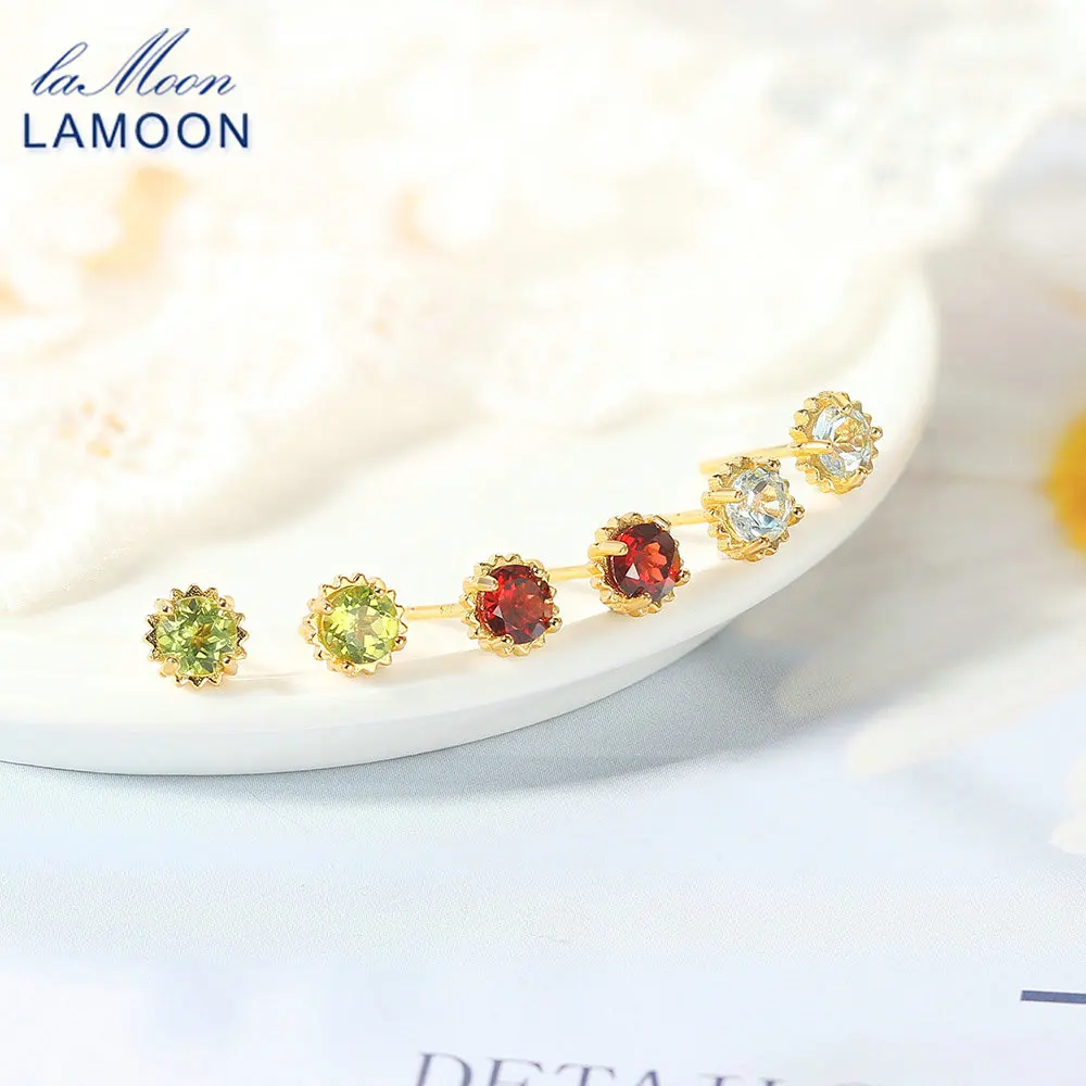 LAMOON 925 Silver Star серьги-гвоздики в виде капель с кристаллами форме Для женщин