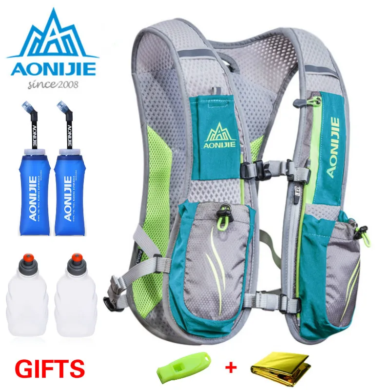 AONIJIE Running Marathon Hydration Nylon 5.5L Outdoor Running Bags Hiking Backpack Vest Marathon Cycling Backpack Green