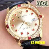 2019 men watches leather strap gold waterproof leisure quartz watch rhinestone gold watches simple fashion luxury wristwatch