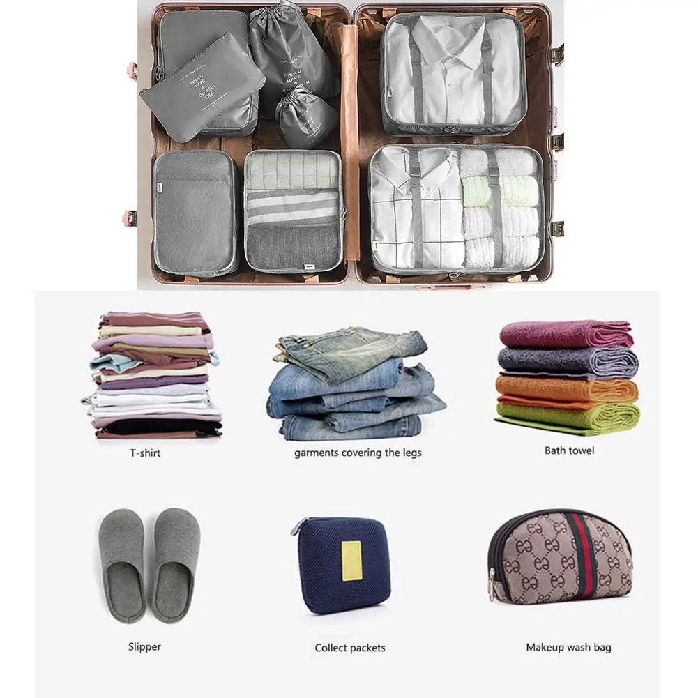 

8 IN 1 Luggage Packing Organizers Packing Cubes Set For Travel