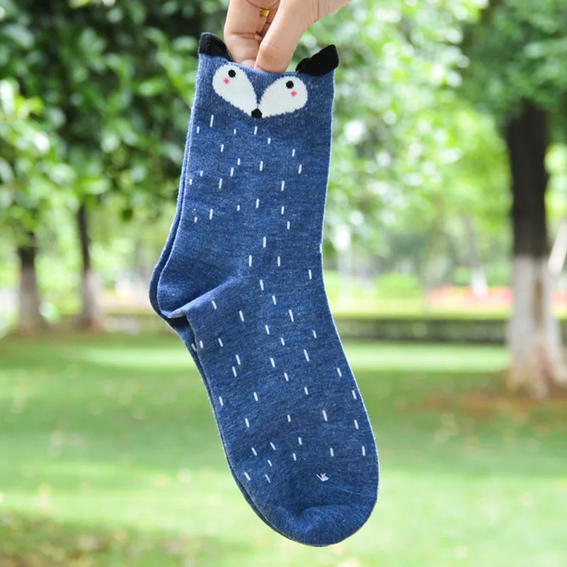 Женские носки милые маленькие животные женские хлопчатобумажные маленькая лиса