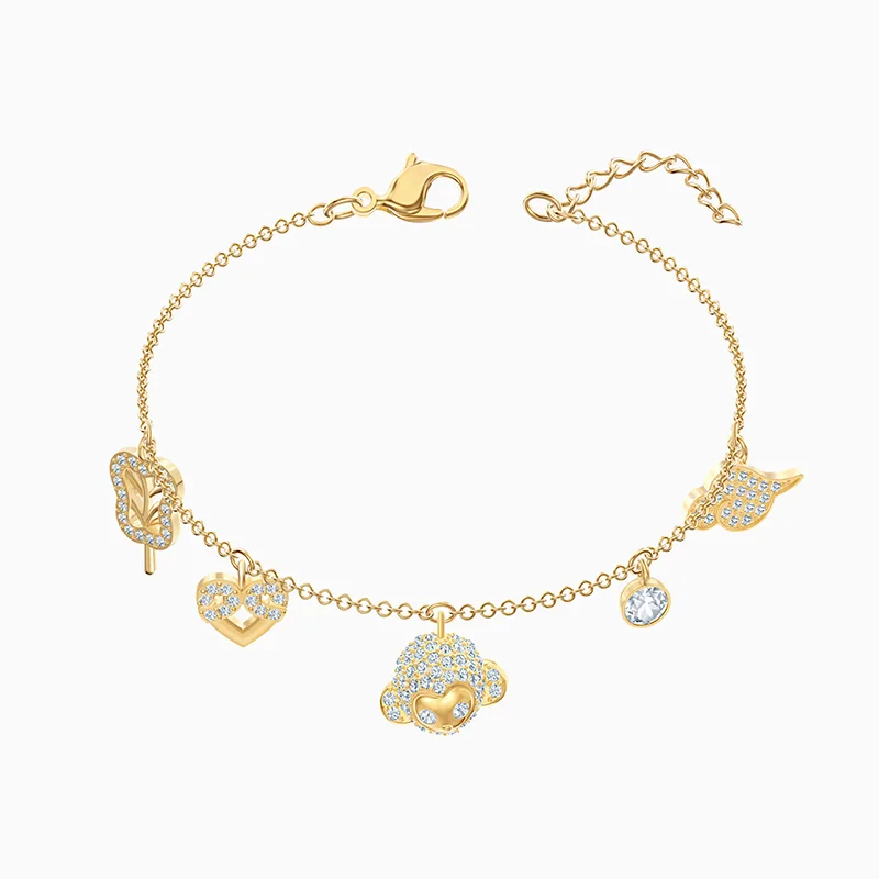 

Fashion Swa New My Hero Bracelet Element Modern Fan Shape Heart-shaped Monkey Decoration Gold Bracelet Female Jewelry Gift