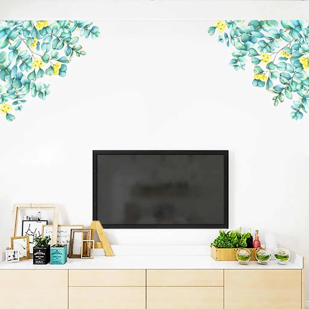 2 шт. DIY тропические растения и листья наклейки на стену зеленые для гостиной