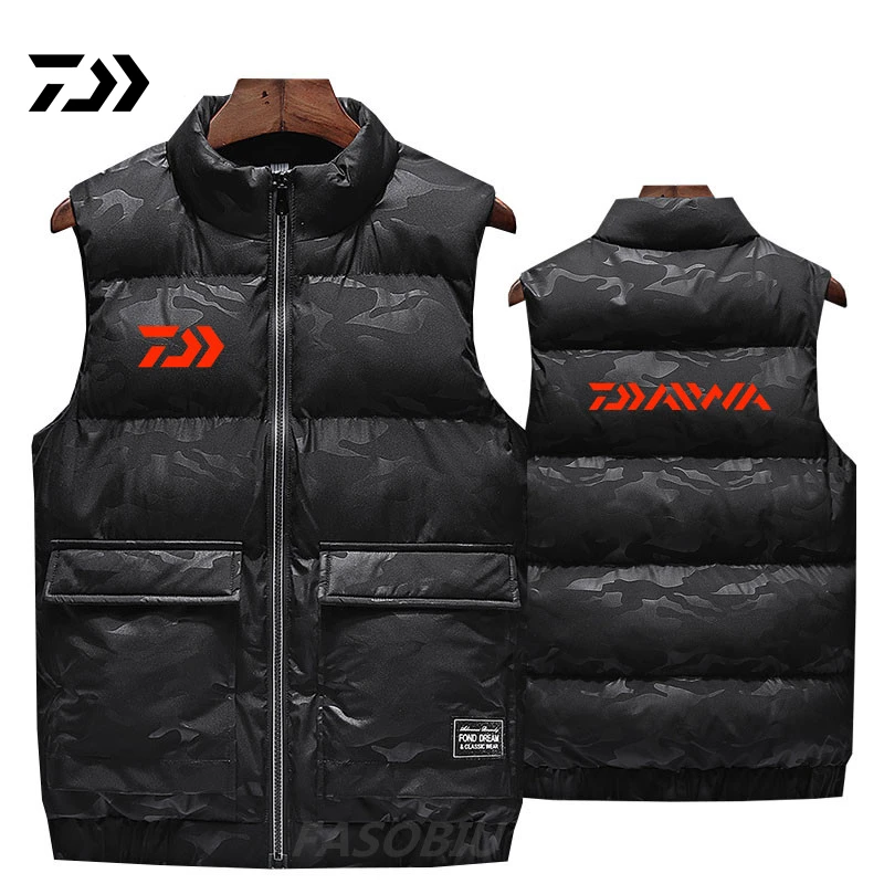 

Daiwa Plus Size Casual Men's Vest Camouflage Fishing Jacket 2020 Autumn Winter Warm Down Cotton Hiking Cycling Fishing Clothing