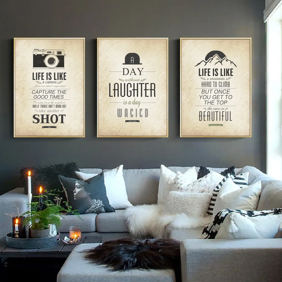 

Vintage Kraft Paper Letters Inspirational English Quotations Canvas Painting Poster Print Printing Wall Art Bedroom Home Decorat