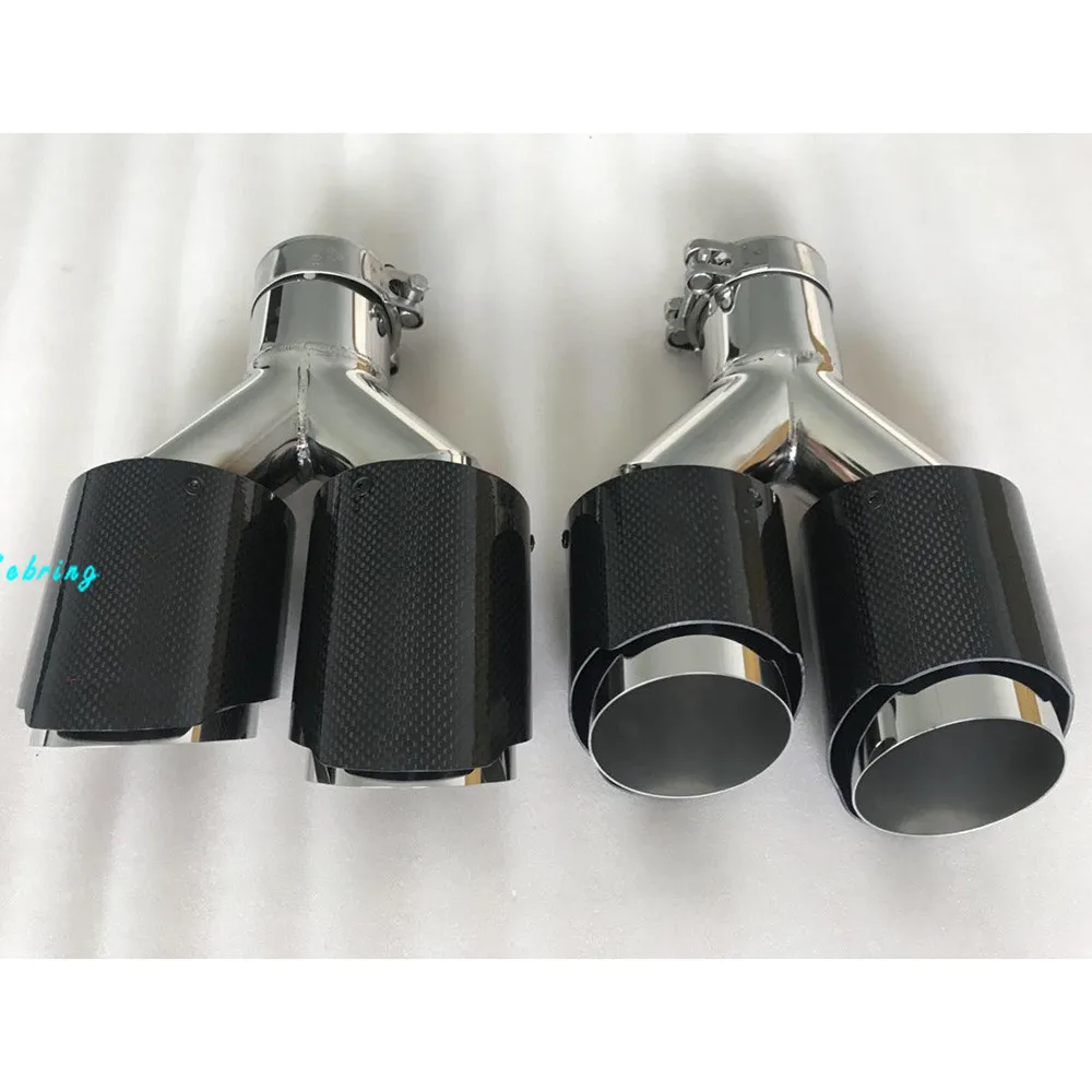 

1 PC sebring Carbon double glossy outlet muffler modified tail throat car stainless steel exhaust pipe universal tail pipe