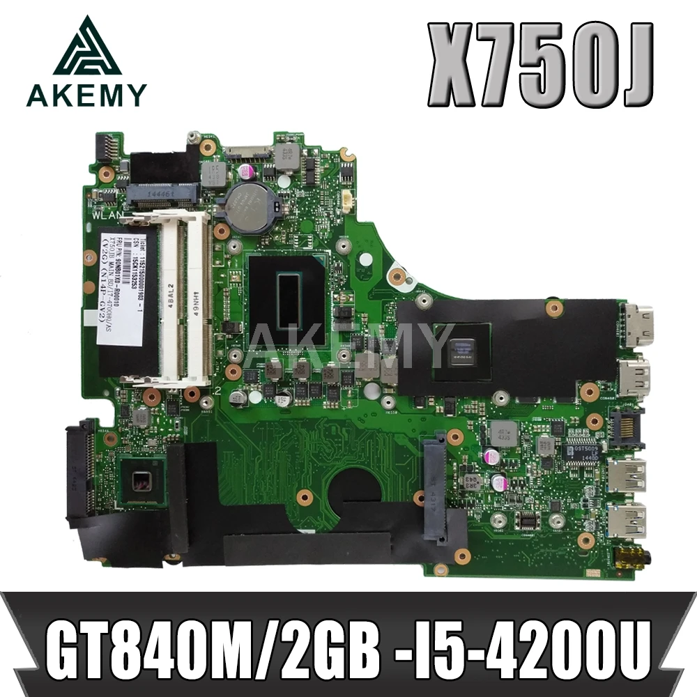Akemy X750JN GT840M/2 ГБ-I5-4200HQ материнская плата для For Asus X750J k750J A750J ноутбука | Компьютеры и