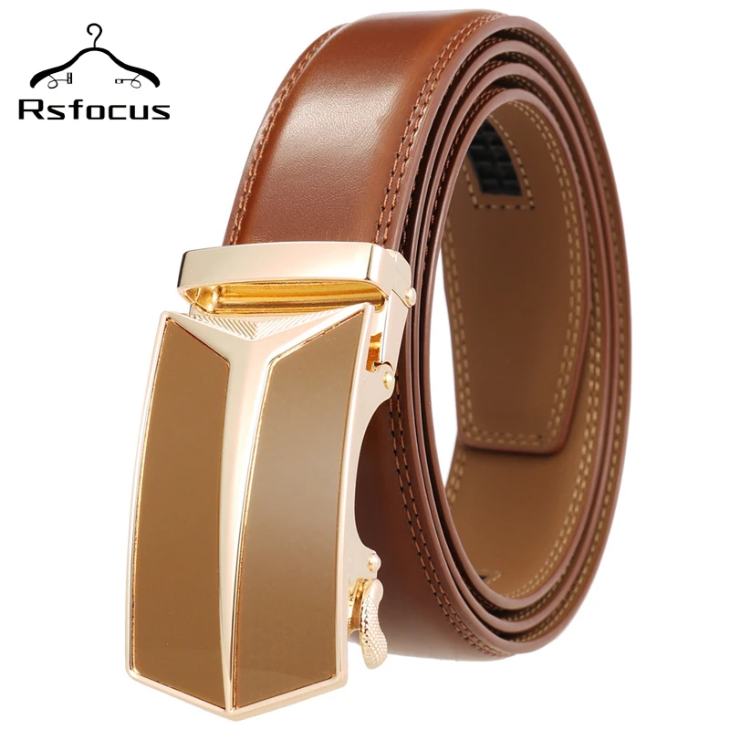 

Rsfocus Black Dark Brown Mens Belts Top Brand Luxury Genuine Leather Belt Men Metal Automatic Buckle Men's Belts Casual R11