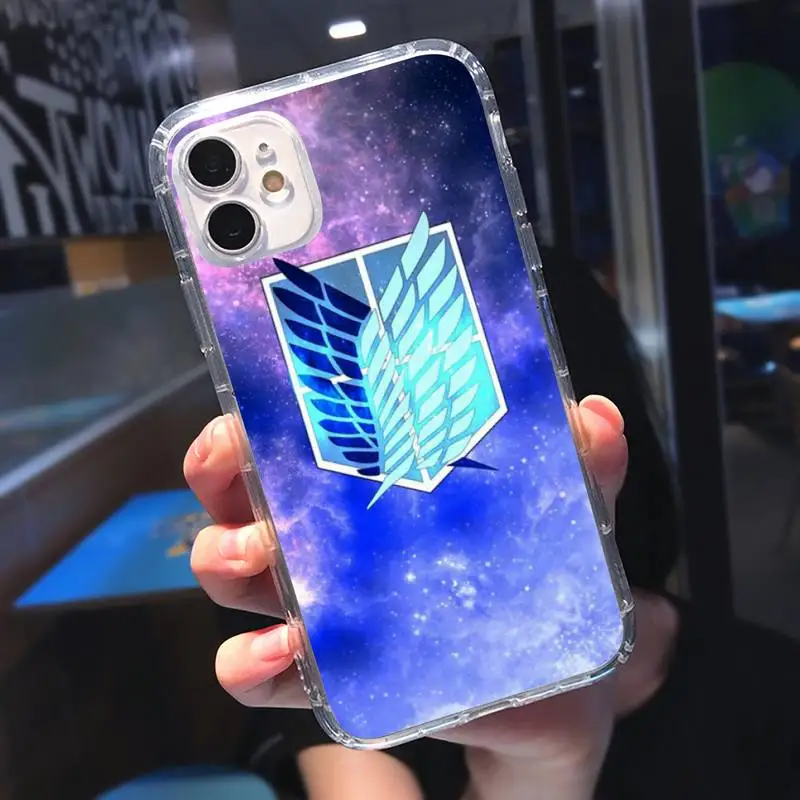 

Attack on titan anime logo Phone Case Transparent for iPhone 11 12 mini pro XS MAX 8 7 6 6S Plus X 5S SE 2020 XR