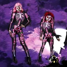 Костюм для косплея для детей, страшный костюм на Хэллоуин, женский, Детский комбинезон с принтом черепа дьявола, скелета, розовый костюм для карнавала