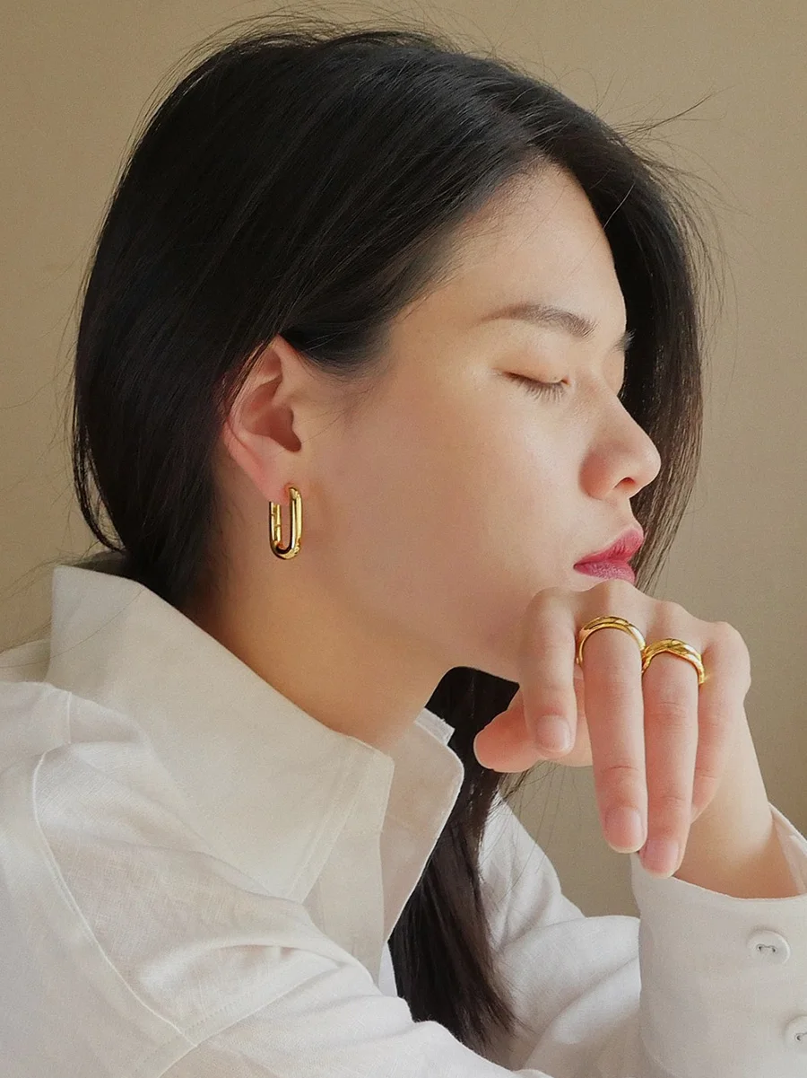 

Timeless Wonder Brass Geo U Statement Drop Earrings Women Jewelry Hip Hop Punk Gothic Boho Top Runway Designer Trendy Super 3833