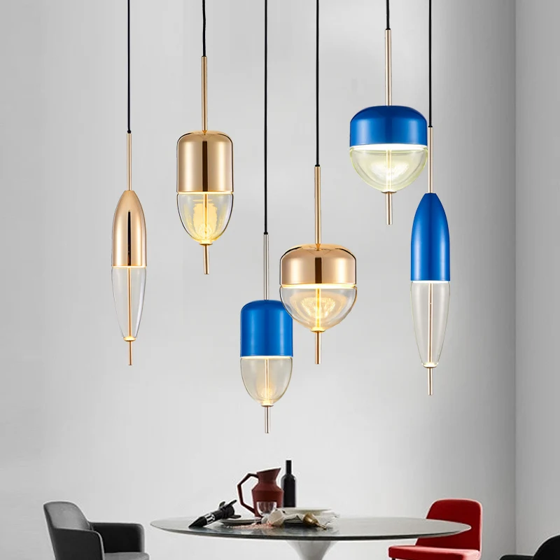 Современные подвесные светильники из скандинавского стекла с золотым абажуром в
