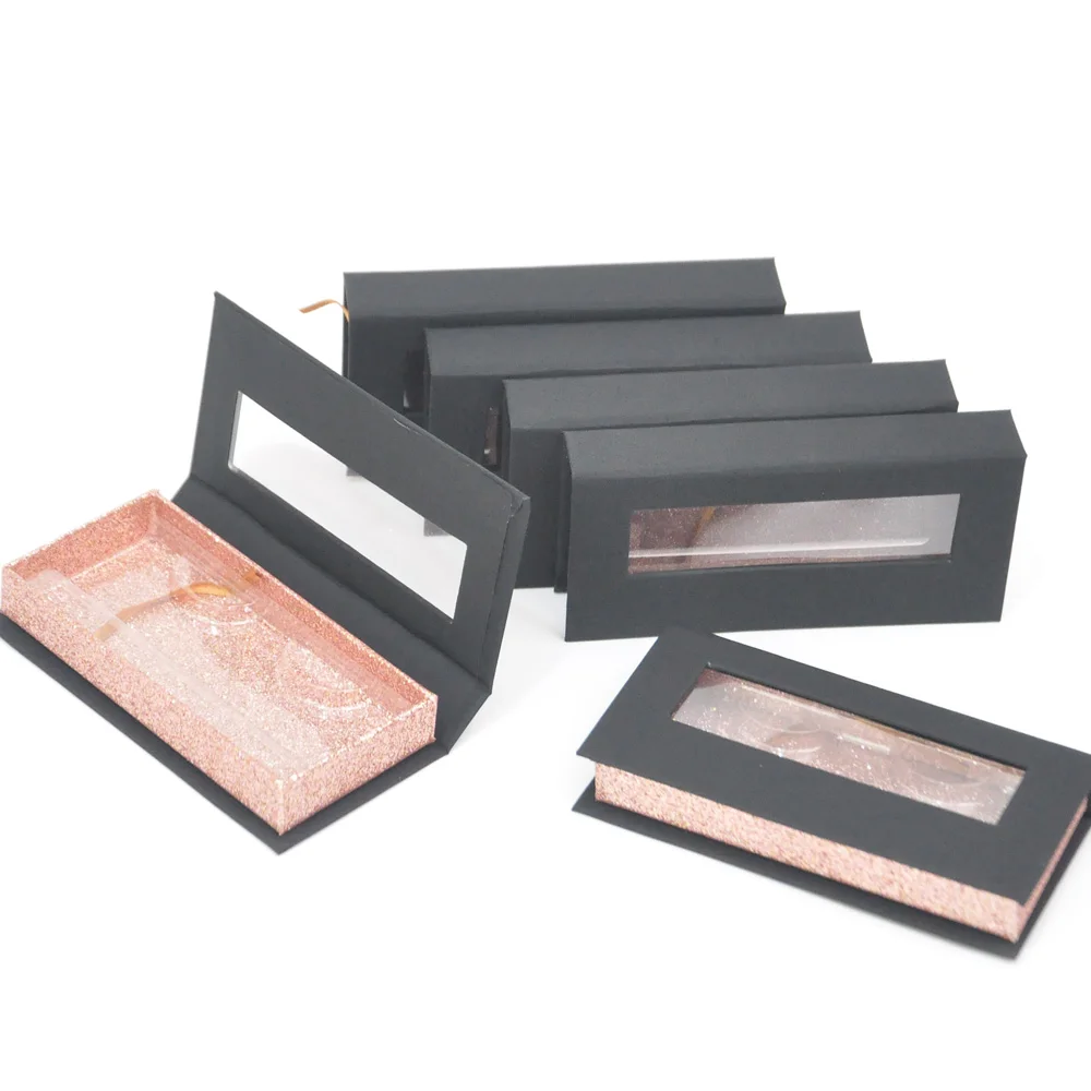 

Series2-Eyelash boxes wholesale rectangle magnetic mink eyelashes black rose gold makeup case lash packaging with tray vendors