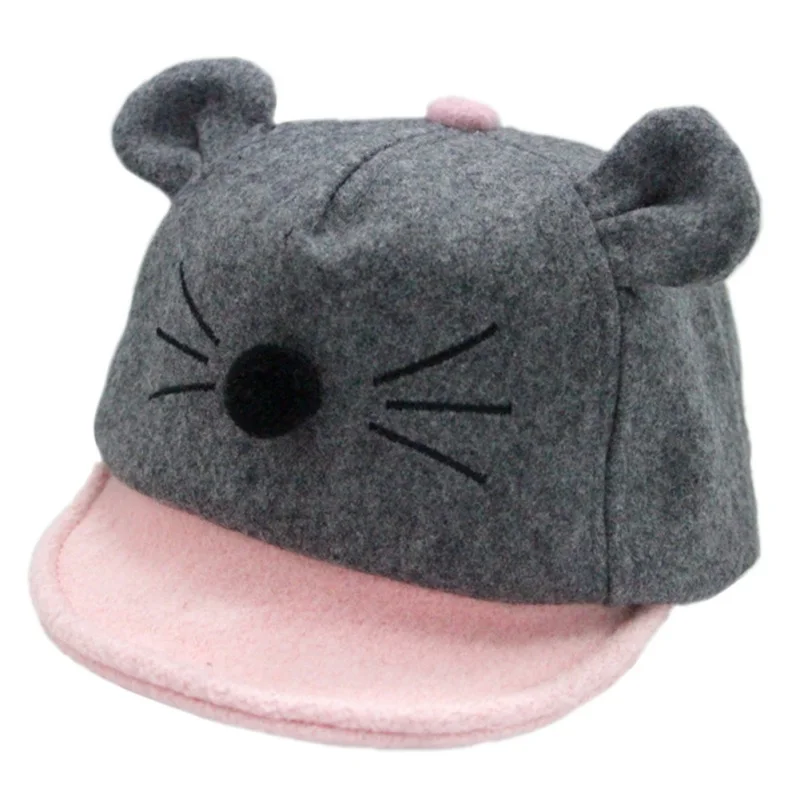 Осень-зима Детские шапочки для новорожденных 100% хлопок милый кот черный нос