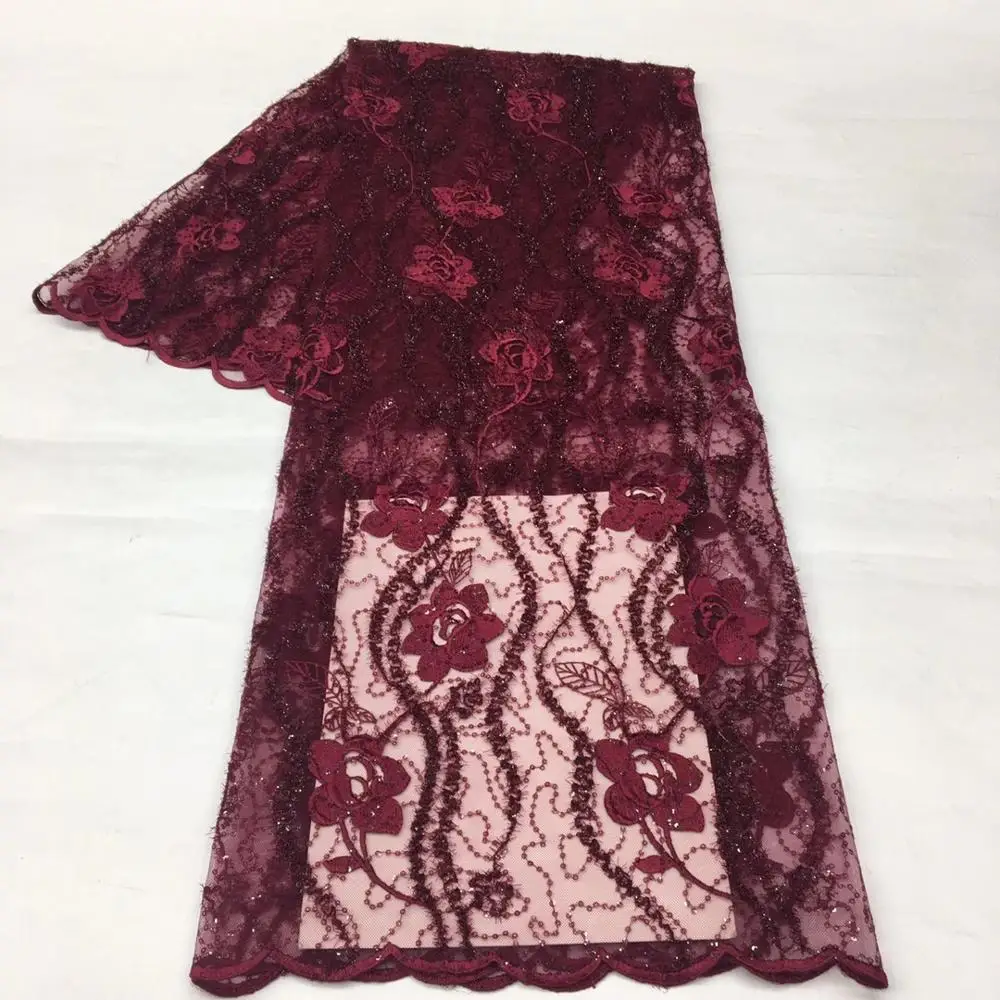 

Wonderful Rose Flowers Embroider Full Sequins Nigerian Mesh Lace ,Free Shipping And High Quality French Net Lace XX135 0-15