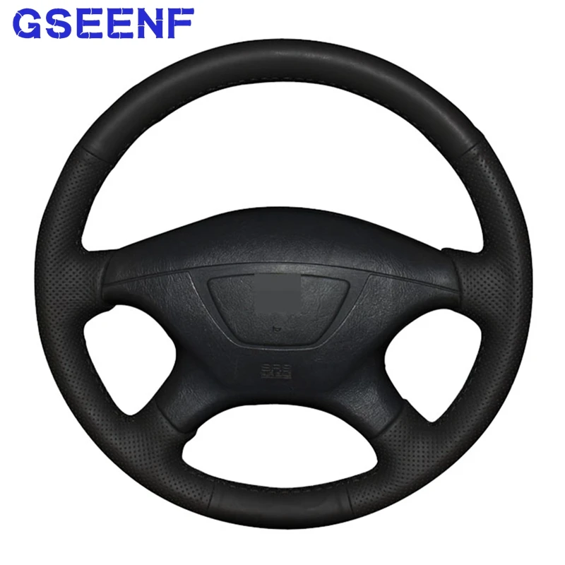 Чехол на руль автомобиля прошитый вручную удобный черный нескользящий чехол из