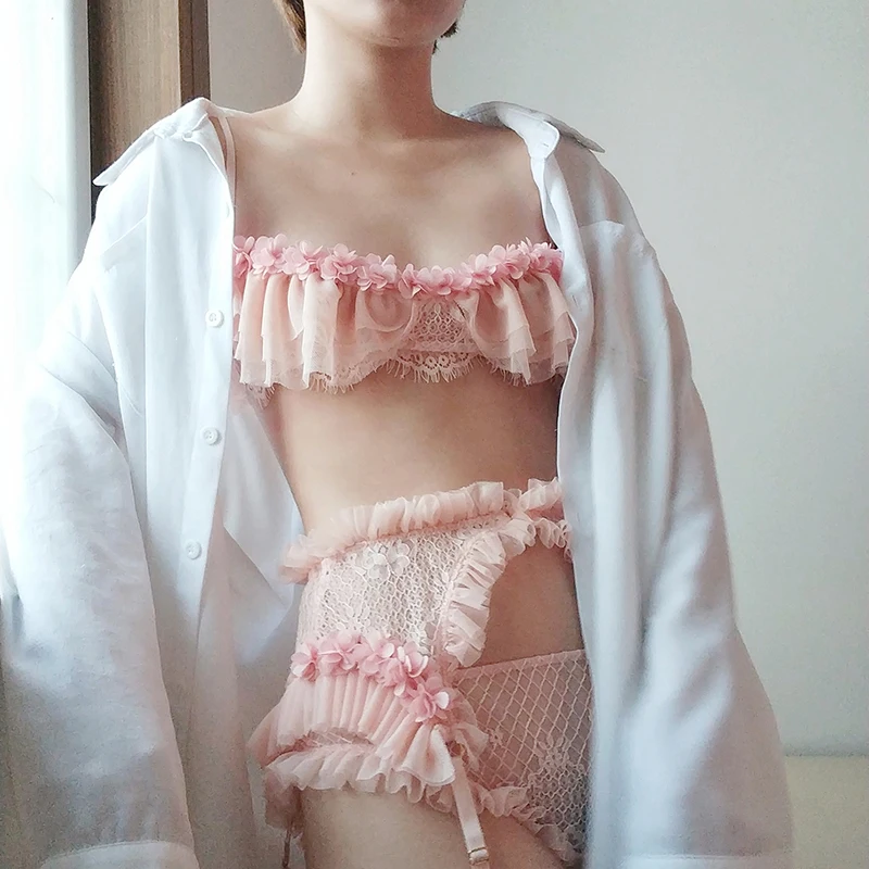 Сексуальный ультратонкий бюстгальтер и трусики наборы с подвязкой нижнее белье