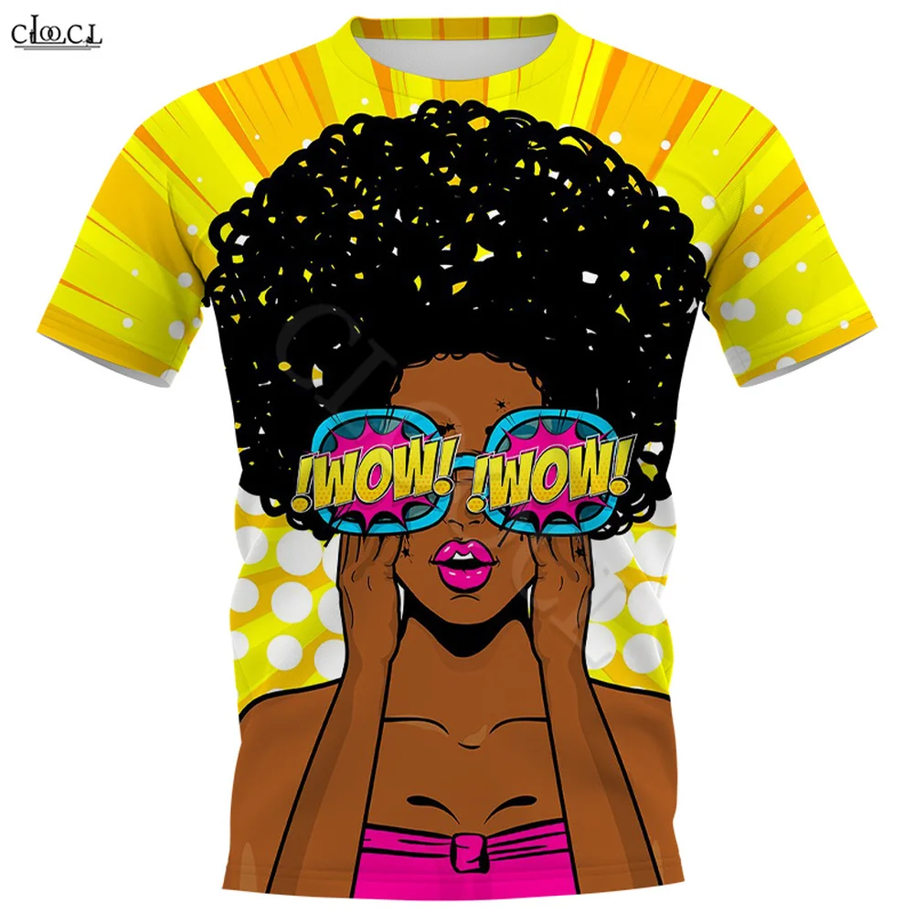 

CLOOCL Fashion Cartoon Girls T-shirts Personality Africa Ladies Tops Creativity DIY Harajuku T Shirts Short Sleeve Men Clothing
