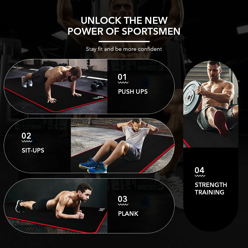 Нескользящий коврик для йоги 10 мм нескользящий 183 см * 61 фитнеса Расширенный и