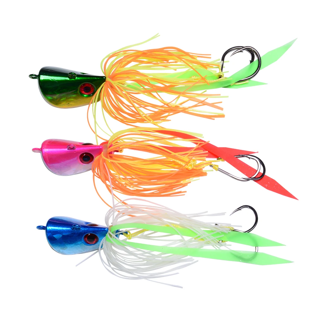 Mycena 35/65/85/95g deep sea jigging metal slow jig head with rubber skirts  glow Japan salt water marlin inchiku