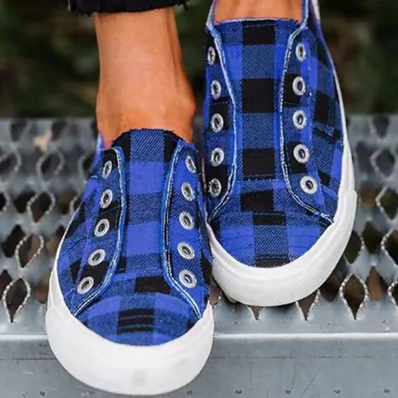 Женская парусиновая обувь слипоны в мелкую клетку Новинка 2020 года повседневные
