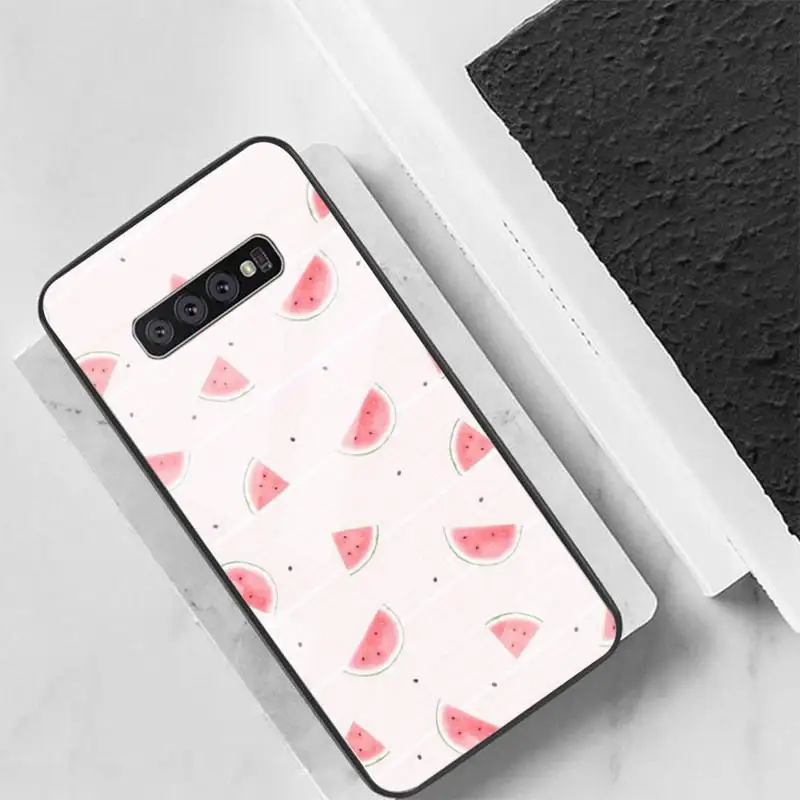 

Lovely Summer fruit Kiwi Banana Back Cover For Samsung Cases S20 Plus S10 NOTE 8 9 10 10PRO Tempered Glass Soft Silicone Edge