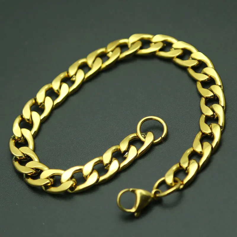 Популярный серебряный золотой панцирный браслет из кубинской цепи мужские