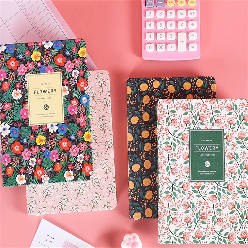 New Cute PU Leather Floral Flower Schedule Book Diary Weekly Planner Notebook School Office Supplies Kawaii Stationery