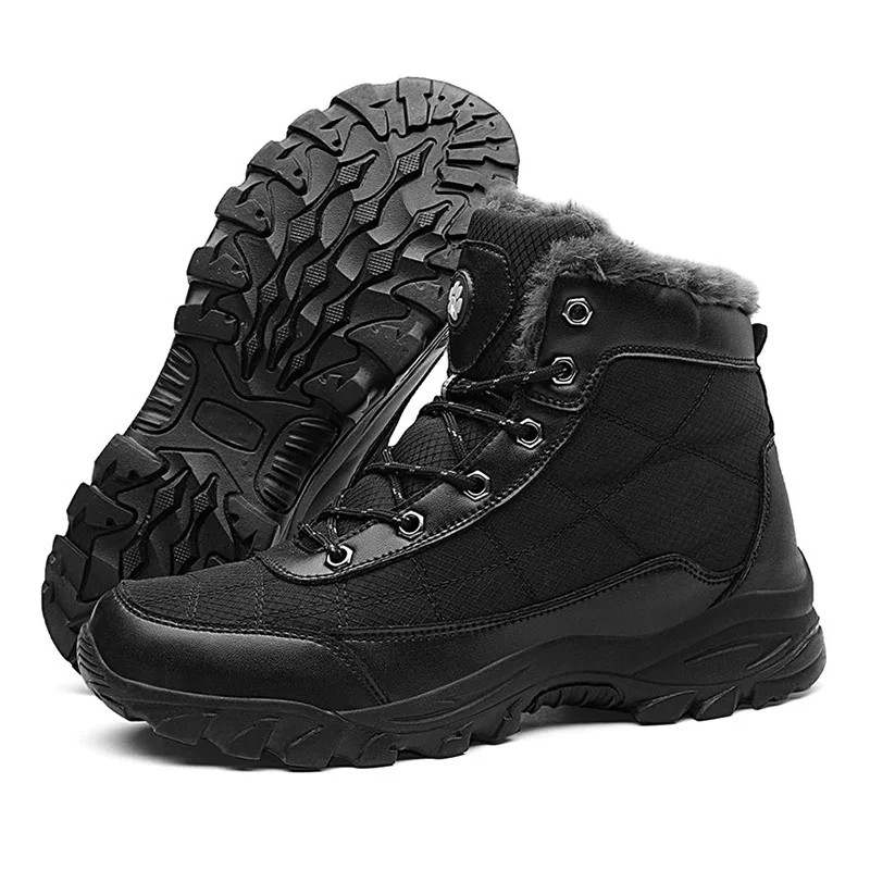 SUROM/зимние ботинки мужские уличные теплые Полиэстеровые туфли из PU искусственной кожи Нескользящие резиновые сапоги на толстой подошве Мужская обувь очень большого размера 39-49
