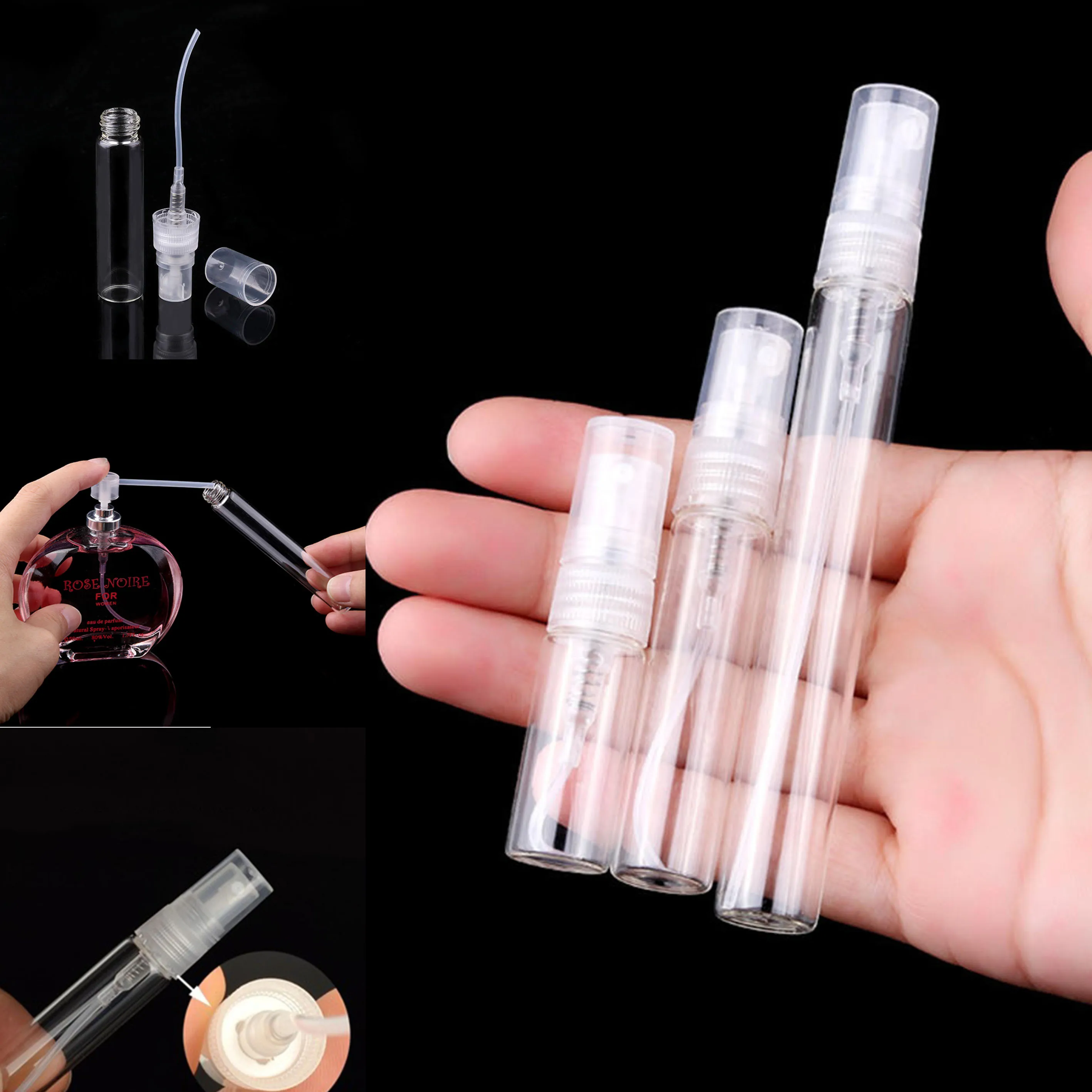 

1pcs 3/5/10ml Mini Refillable Perfume Bottle Empty Portable Spray Glass Bottle Atomizer Travel Cosmetics Sample Vials Container