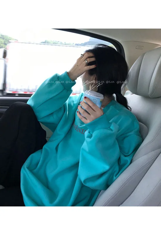 

Осенний корейский модный принт с круглым вырезом и буквами для студентов