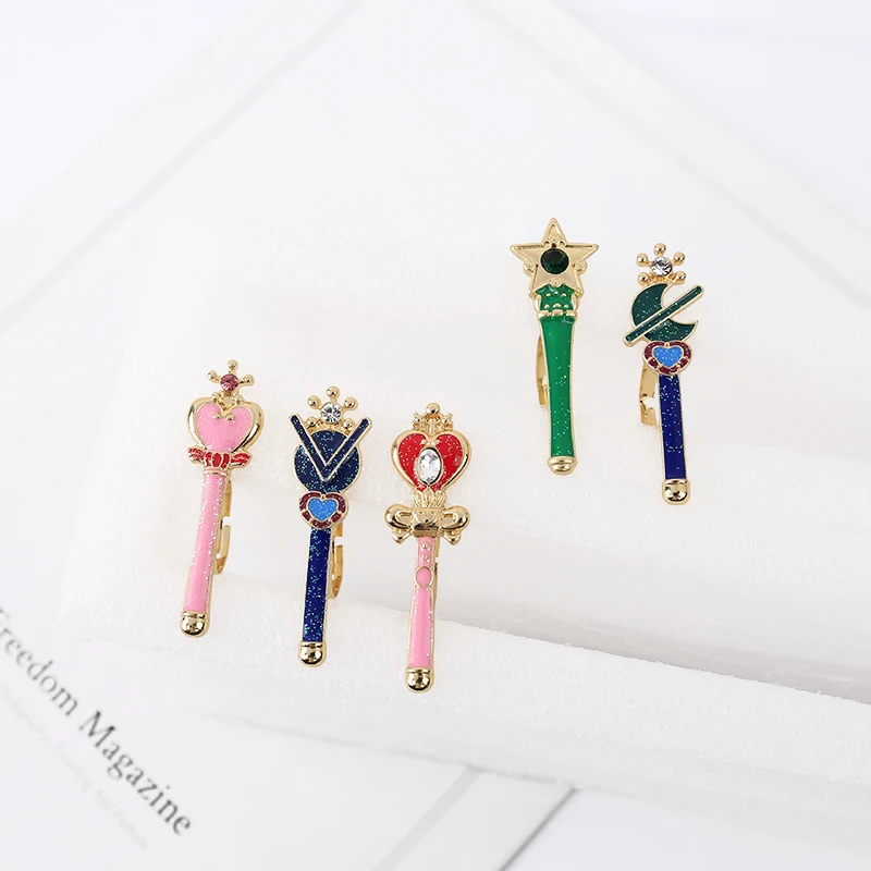 Женское кольцо с эмалью Sansummer романтическое Луной и звездой блестящее Ювелирное