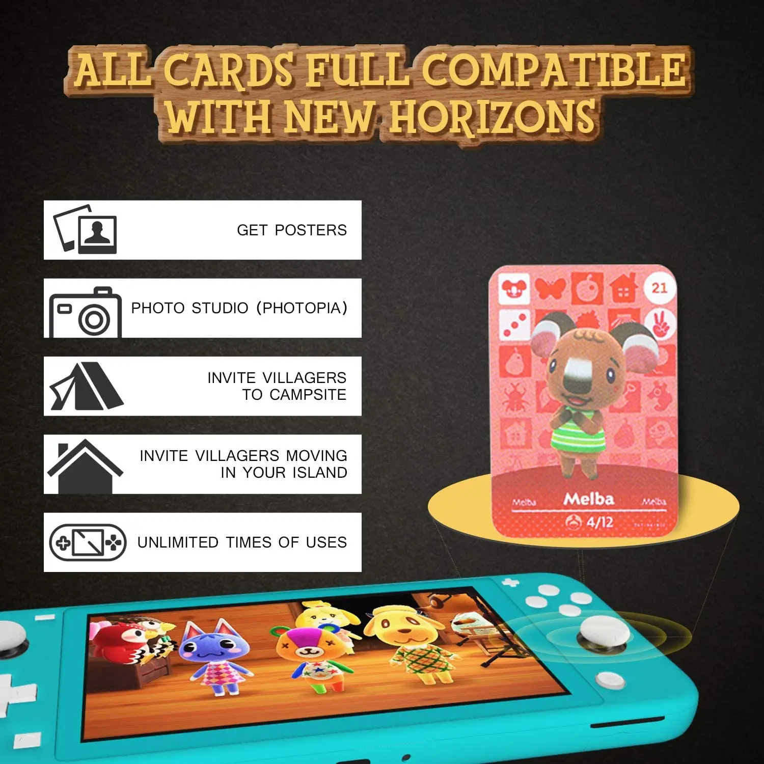 

72 PCS=1SET Animal Croxxing Card Mini Size NFC New Horizon Game Cards Tags for NS Switch Wii U 31mmx21mm ACNH