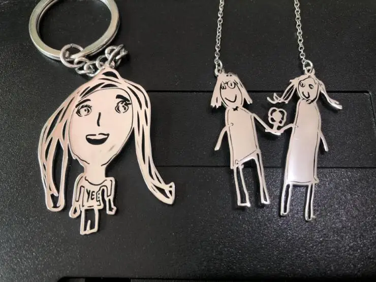 

Personalized Customized Children's Drawing Necklace Kid's Art Necklaces Stainless Steel Custom Jewelry Design Gift
