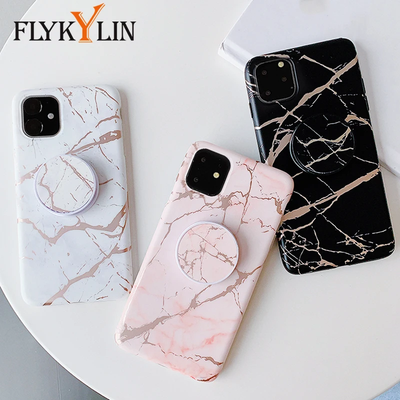 FLYKYLIN Держатель подставка мраморный чехол для iphone 11 Pro Max 6 S X XS XR 7 8 Plus задняя крышка