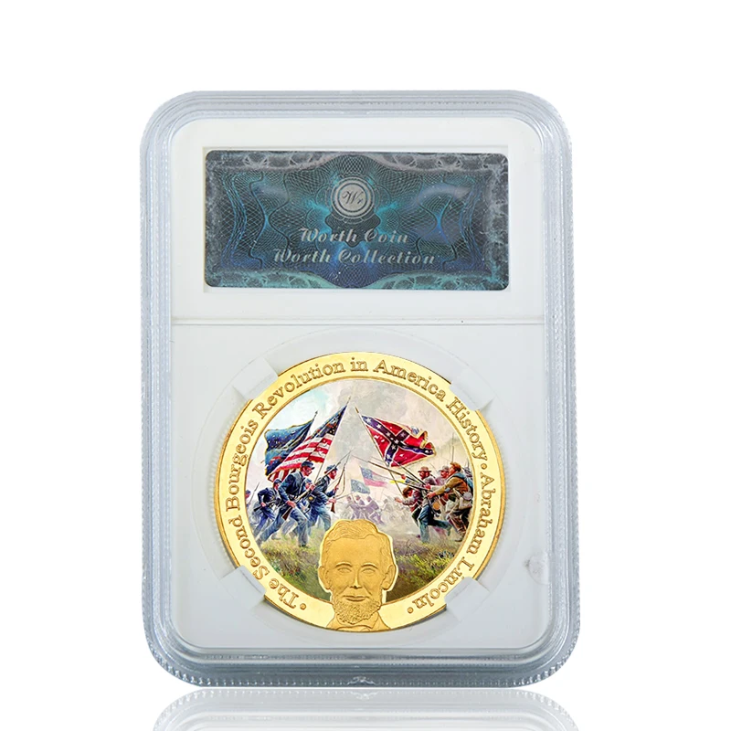 coin2 with case WR американская военная война Золотой коллекционный набор монет военный сувенир монетница армейский вызов монеты медаль подарок пункт дропшиппинг - Цвет: coin2 with case