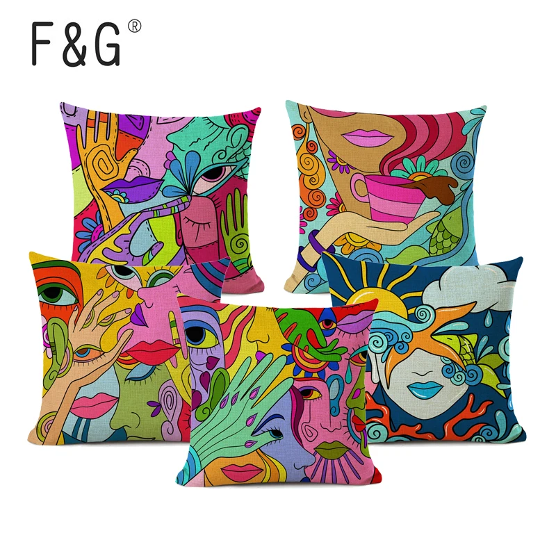 

Абстрактная флейта, 45x4, 5 см, цветная флейта, льняные подушки, чехол для спальни, дивана, стула, декоративная наволочка