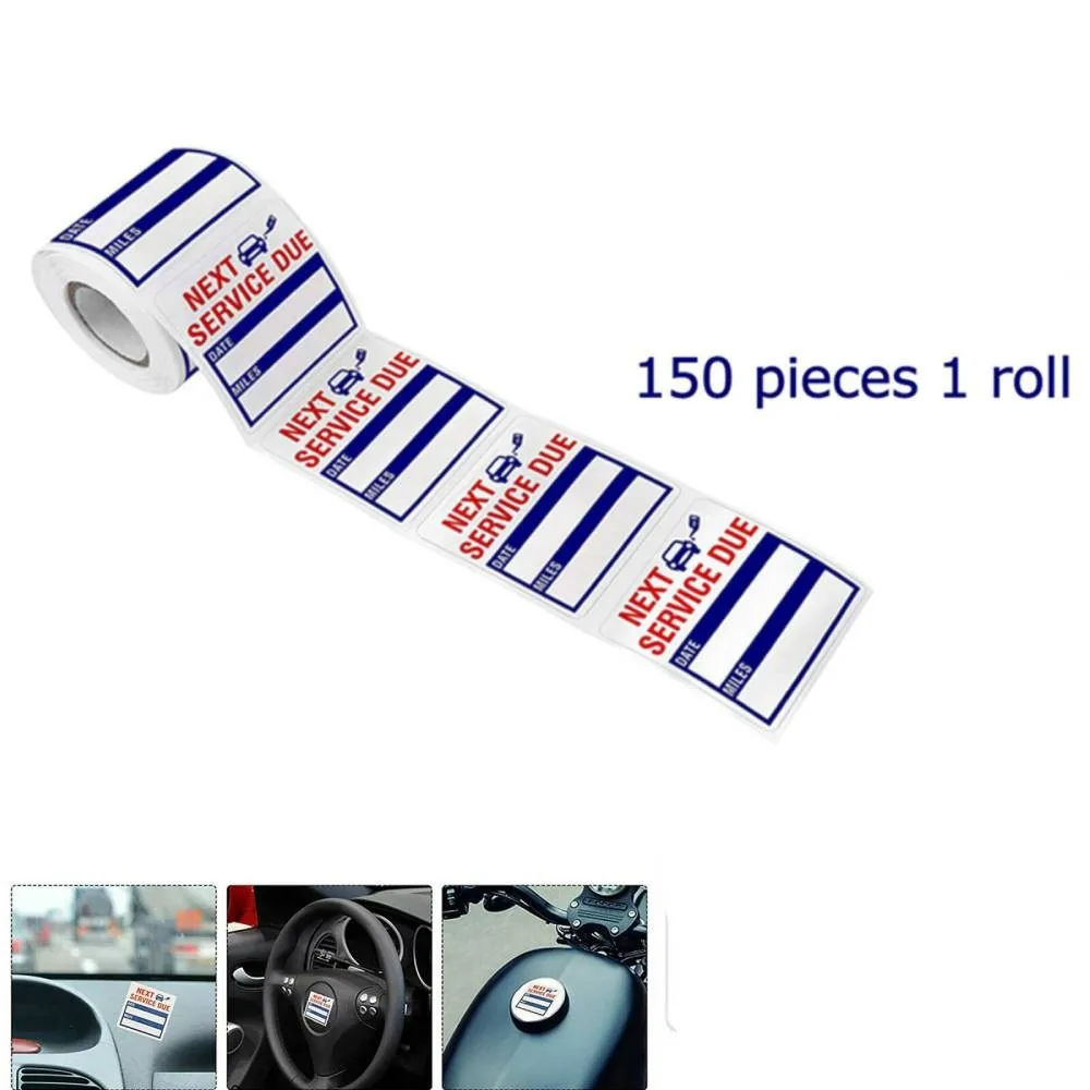 

150 PCS Oil Change And Maintenance Service Reminder Stickers Transparent Low-viscosity Windshield Paper Bag