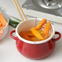 16cm japanese style red fryer with filter kitchen pot ceramic stew pot ceramic stew pot single pot of soup cookware pot for soup