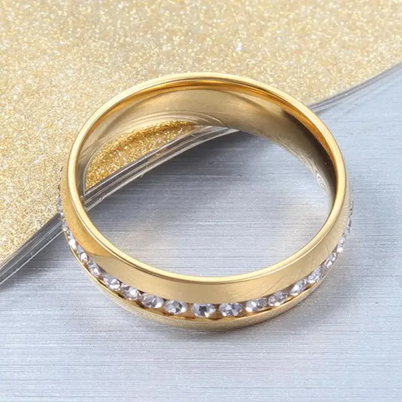 Обручальное кольцо из нержавеющей стали для женщин и мужчин титана 6 мм|crystal wedding